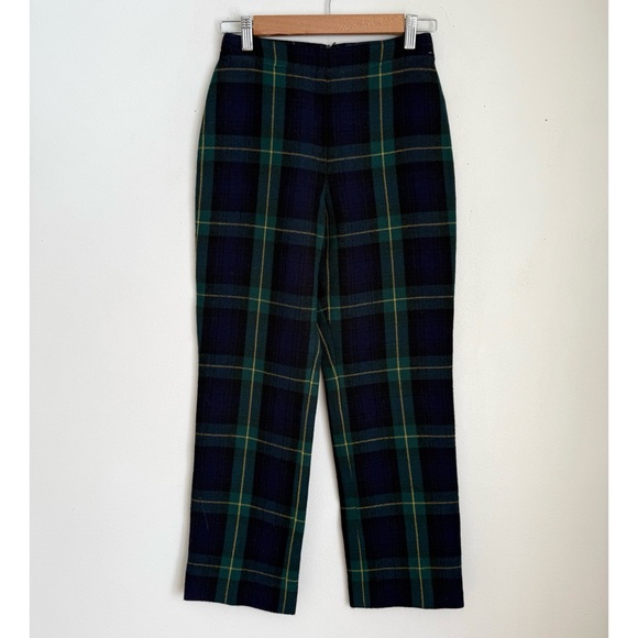 Ralph Lauren Wool Tartan Ankle Pants Navy Green Yellow Plaid - Picture 2 of 6